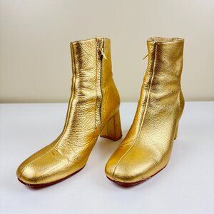EUC Maryam Nassir Zadeh Gold Agnes Pebbled Leather Ankle Boots